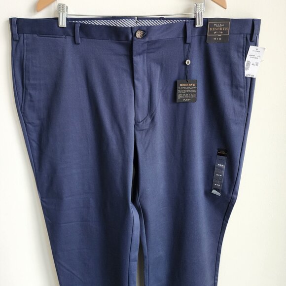 46x32 Blue Chinos Jos A Bank Cotton Reserve Pants New Flat Front Nwt Navy Khakis - Picture 11 of 17